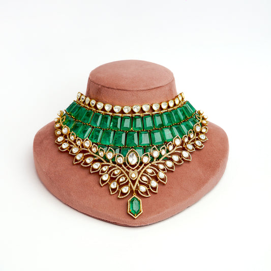 Double Emerable with mossanite Designer set