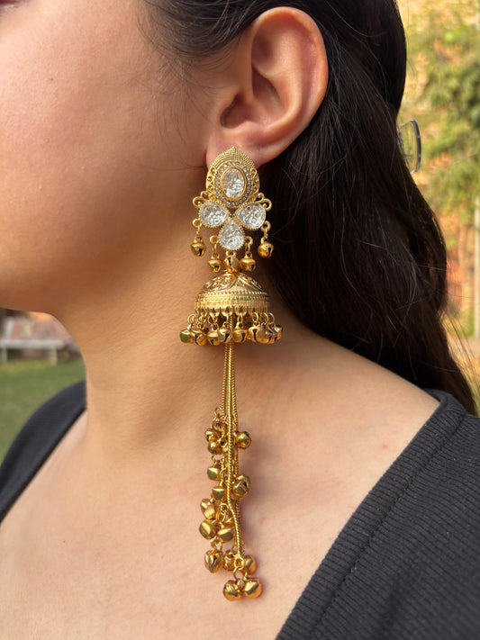 Kashmiri Long Jhumki Brass Earrings