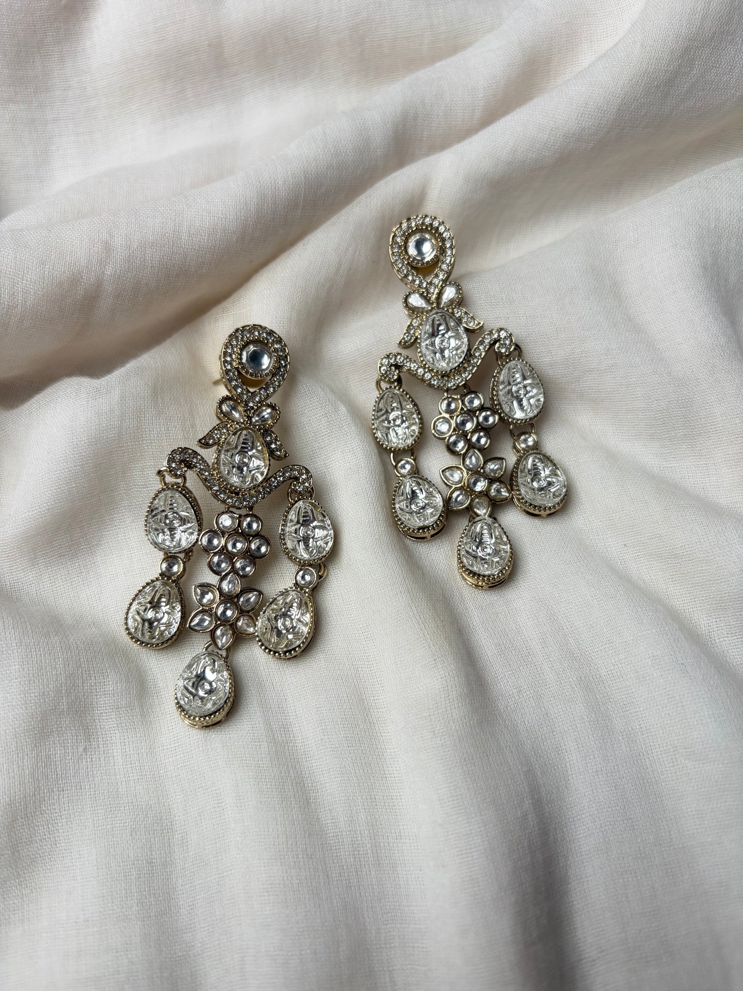 Heavy Polki Style Antique Party Earrings