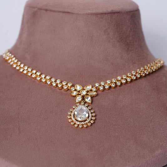 Moissanite Polki pendal necklace