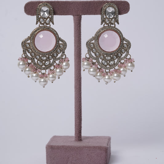 Blush Pink Stone Pearl danglers