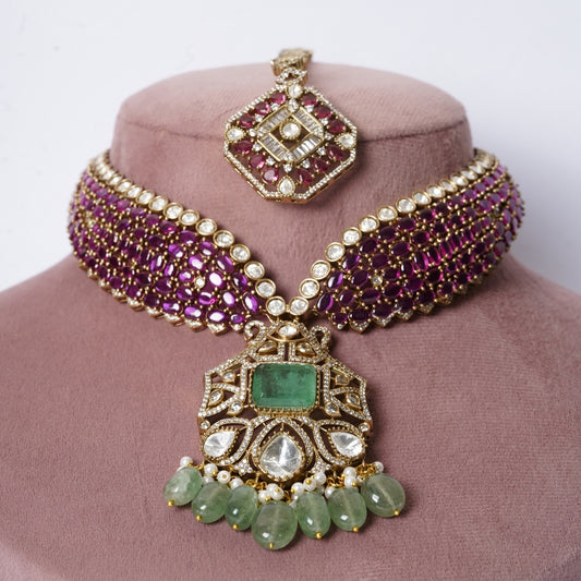 Heritage Kundan Emerald Ruby Hasli