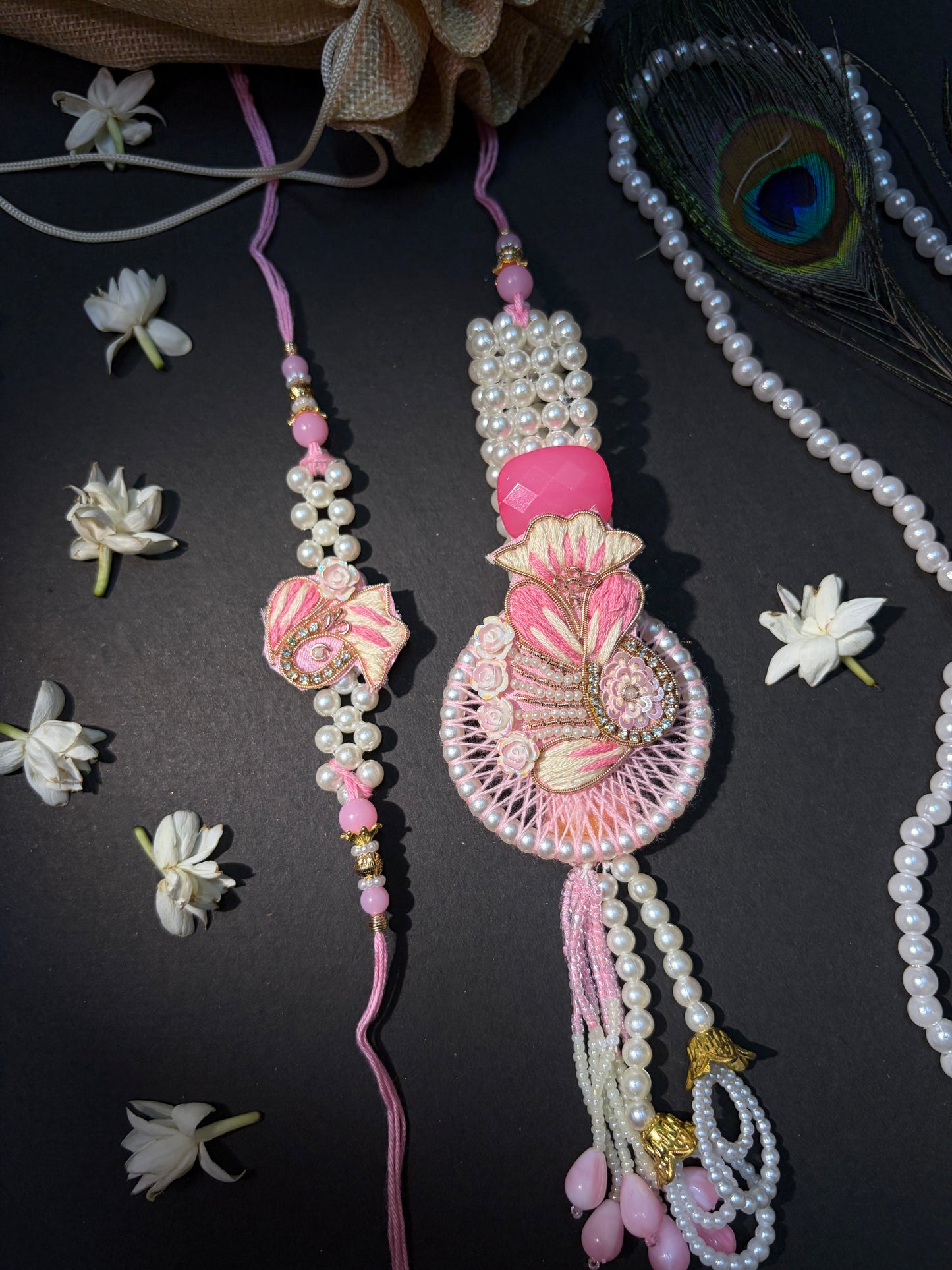 Pink Pearl Exclusive Bhaiya Bhabhi Rakhi Set