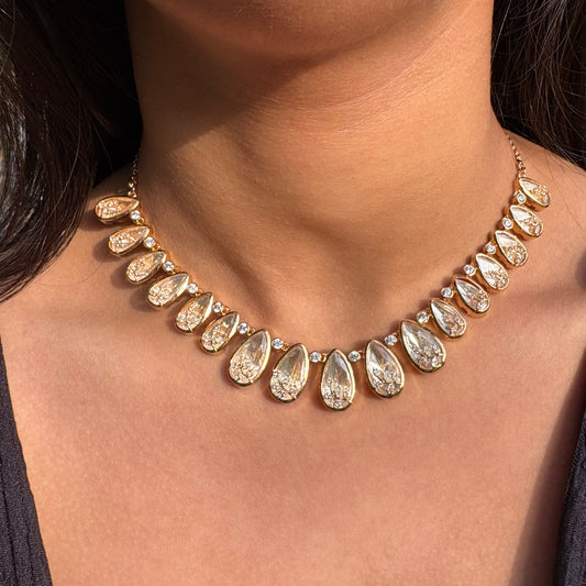 Moissanite Droplet Foil Kundan Cocktail Necklace