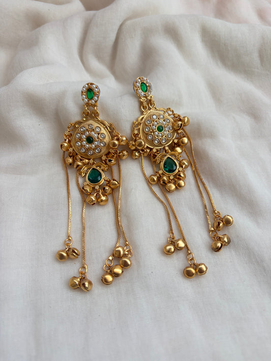 Kashmiri Long Pearl Work Earrings