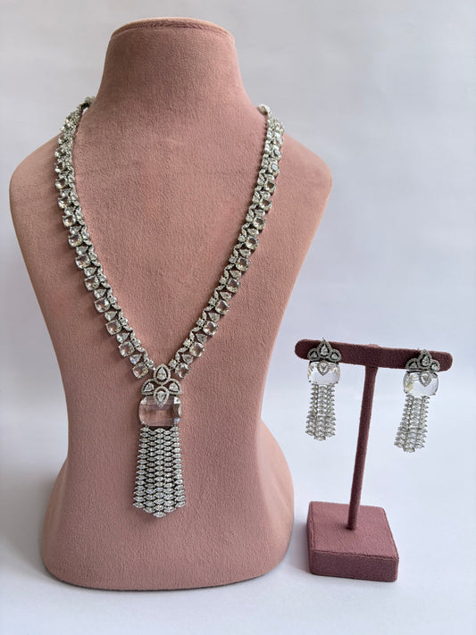 American Diamond Long Necklace Set