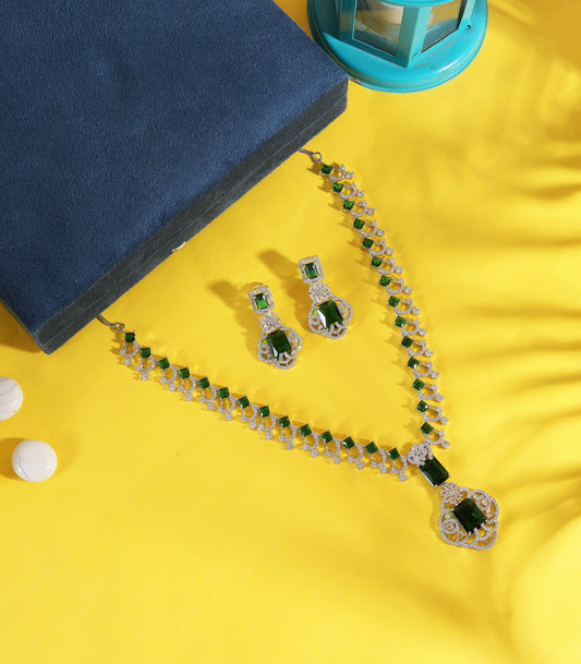 Emerald Mid Length Pendant Necklace
