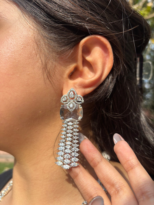 American Diamond Long Necklace Set