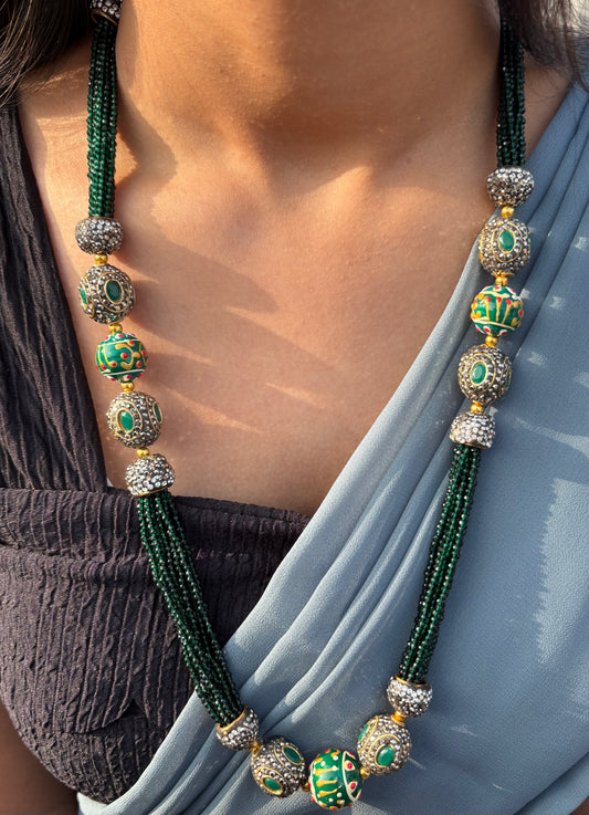 Victorian Antique Green String with Earrings