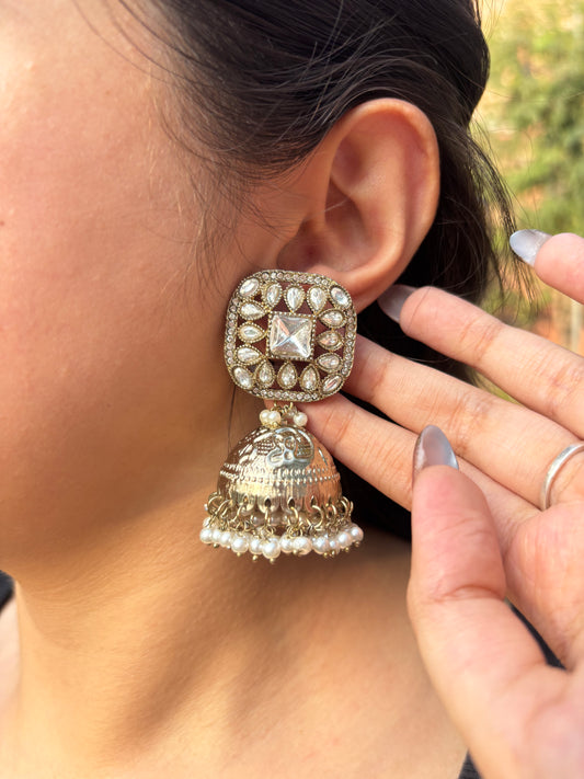 Trending Kundan Diamond-Looking Jhumka (Square)