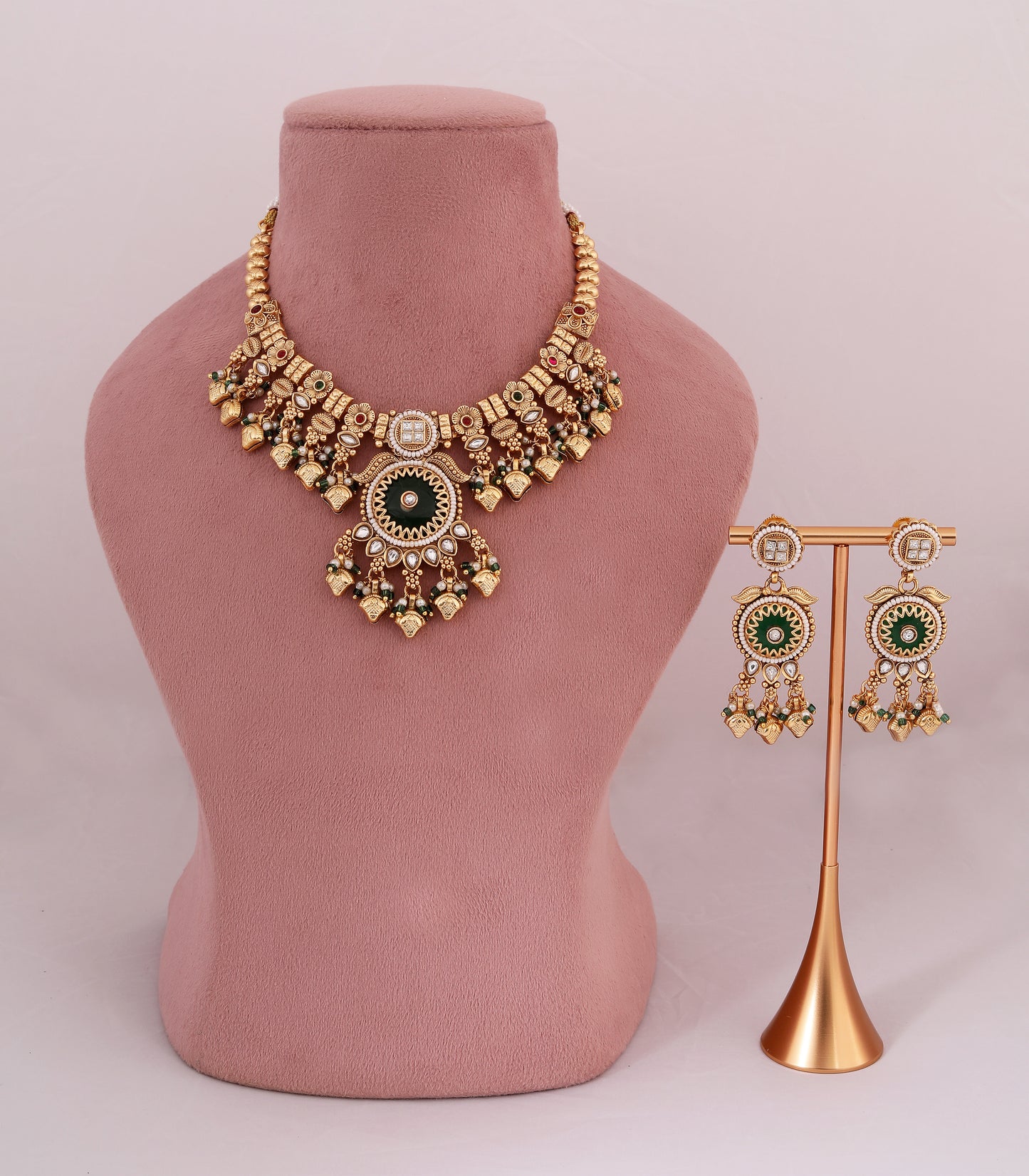 Temple Style Gold Necklace Set