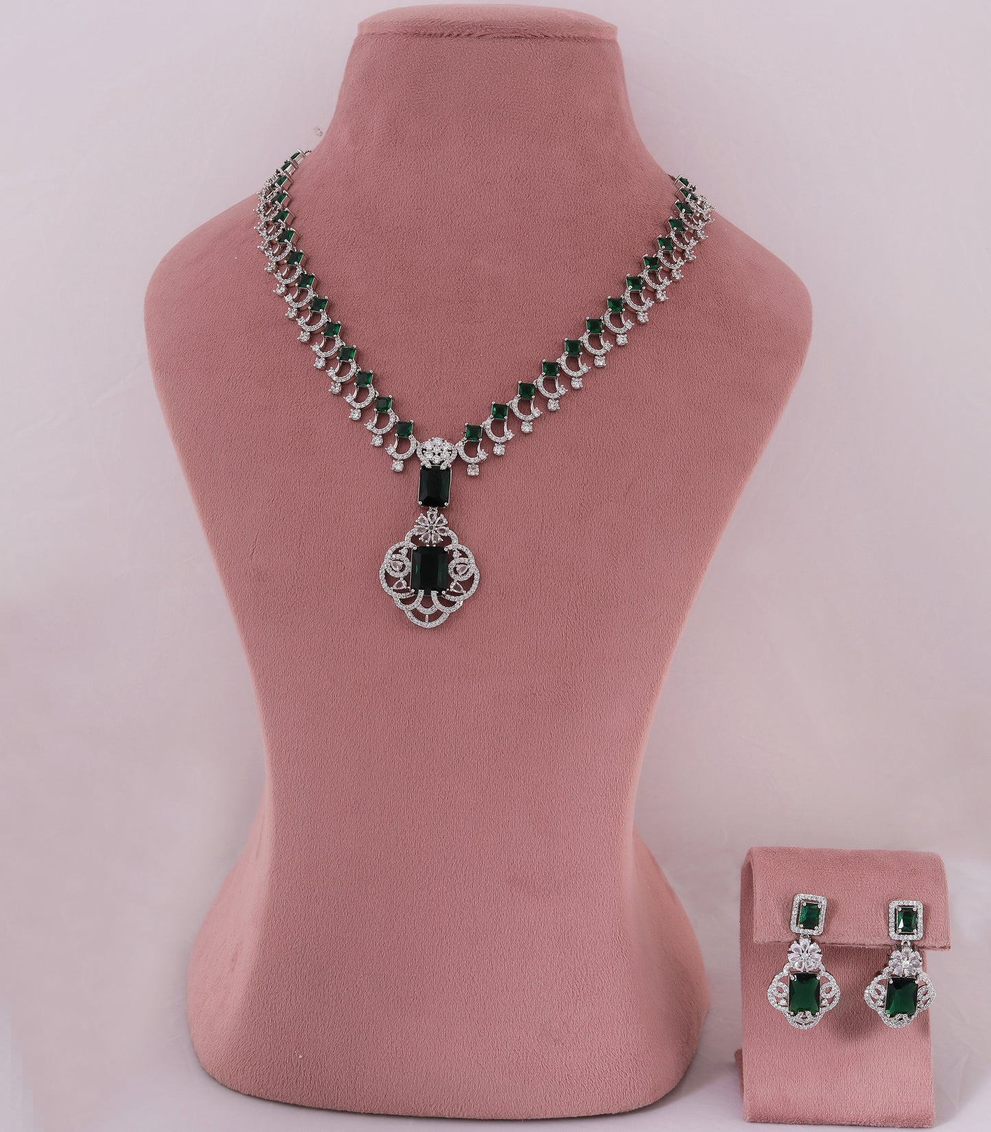Emerald Mid Length Pendant Necklace