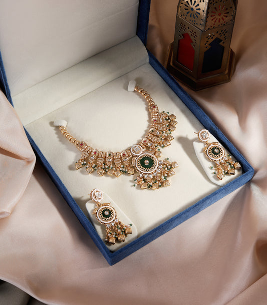 Temple Style Gold Necklace Set