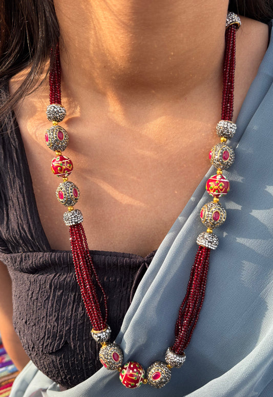 Victorian Antique Red String with Earrings