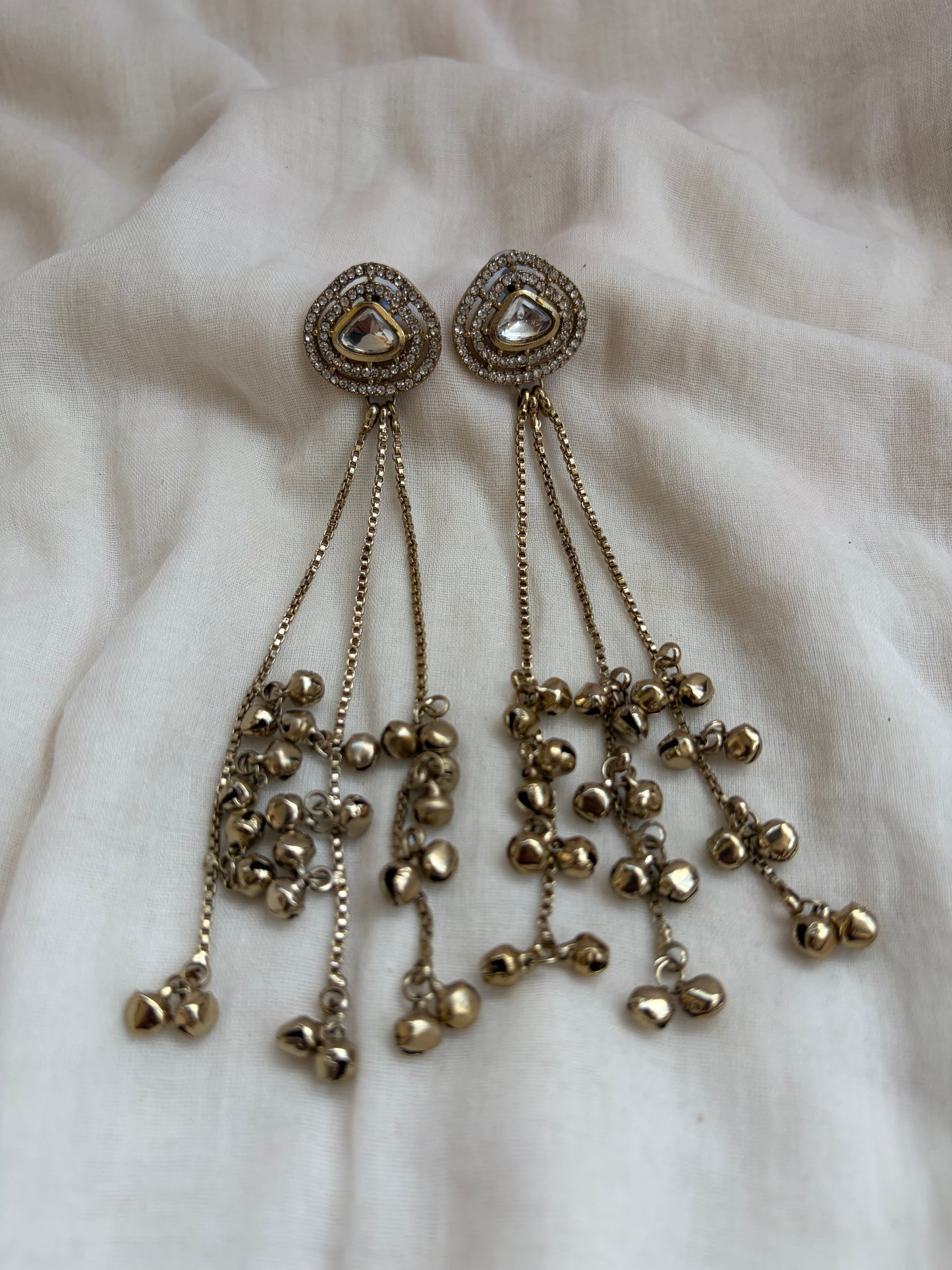 Minimal Long Kashmiri Diamond Touch Earrings