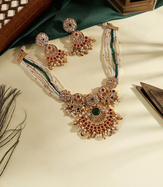 Traditional Multi-Strand Kundan Necklace Set
