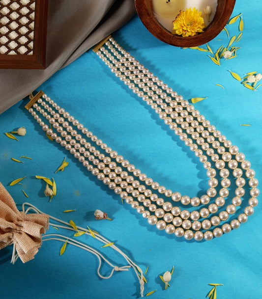Layered Pearl Bridal Mala Necklace