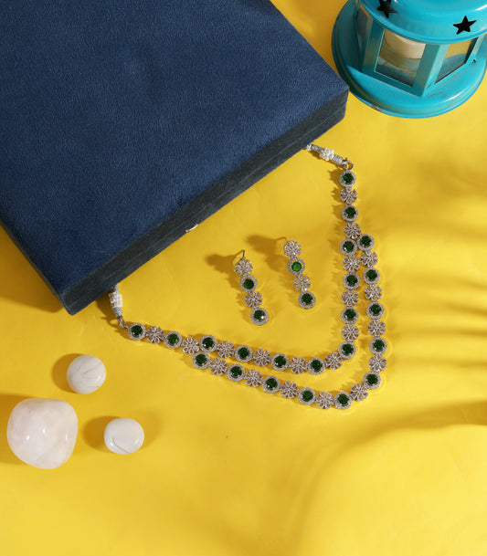 Green Double Layer Diamond Necklace