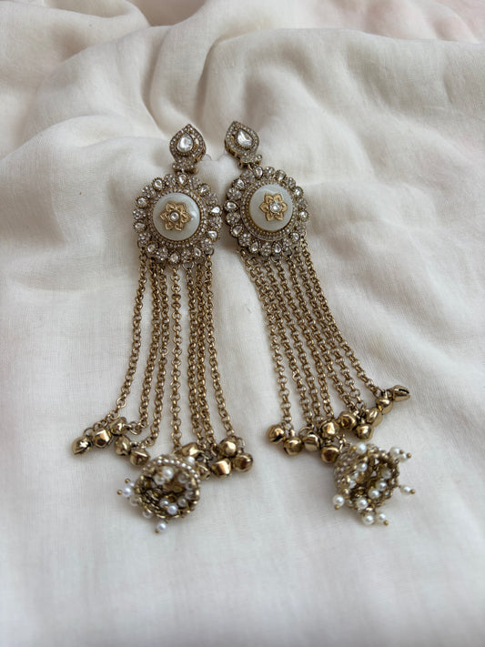 Kashmiri Long Falling Chain Earrings