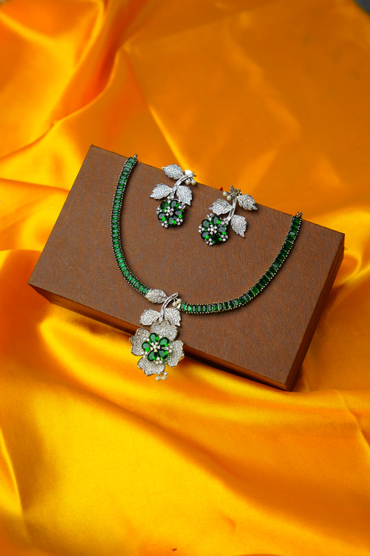 American Diamond Floral Necklace