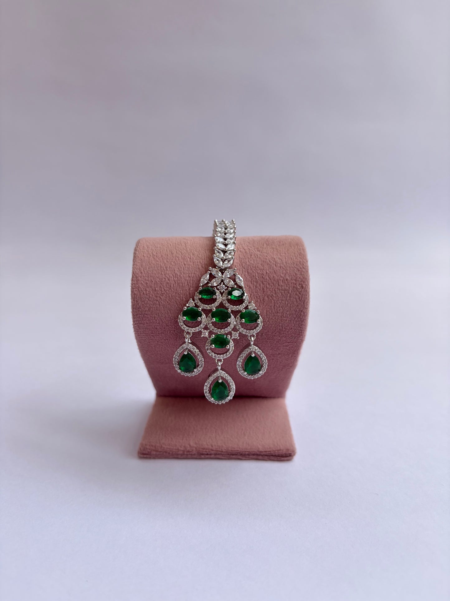 Diamond Style Layered Emerald Necklace