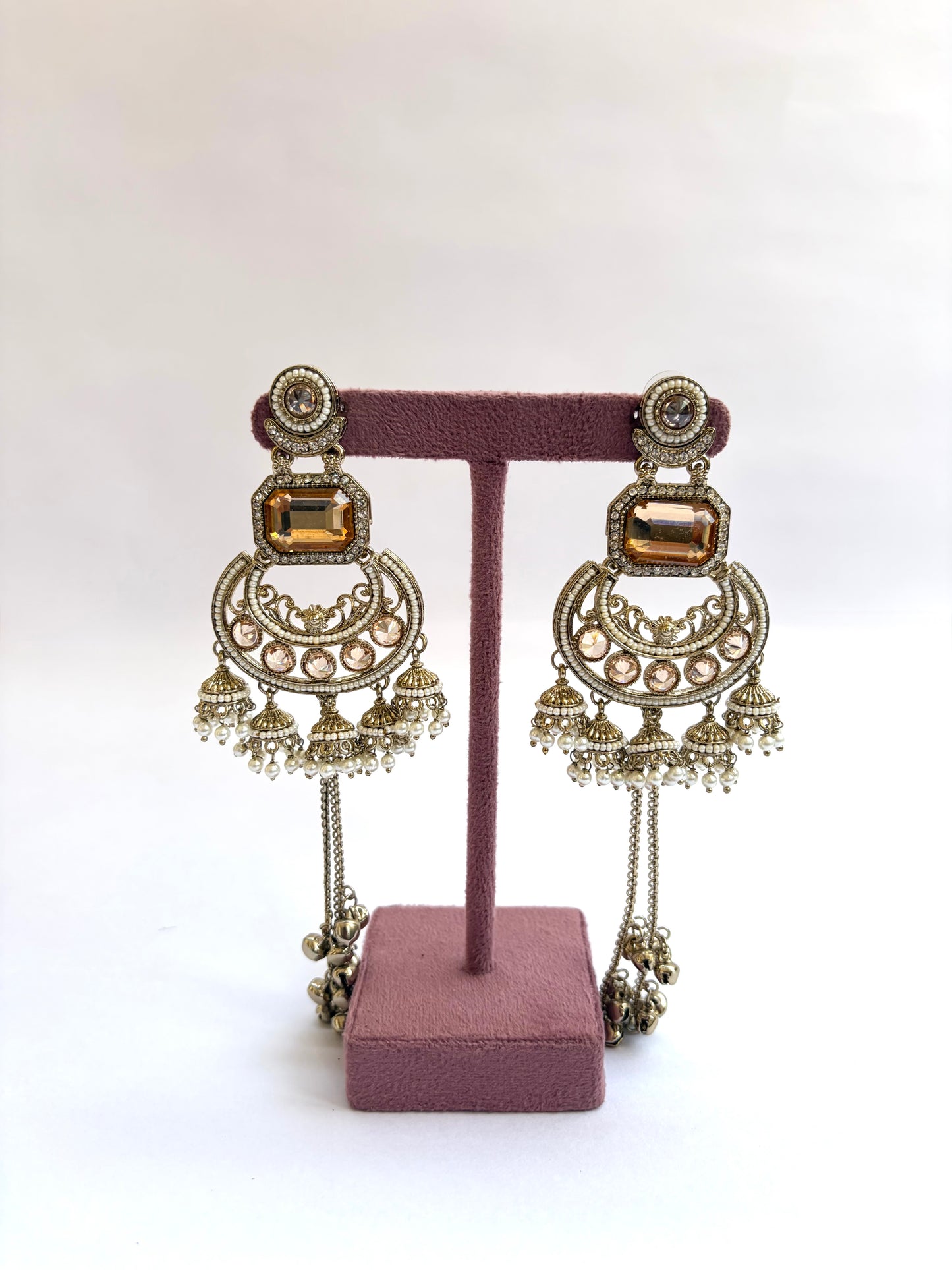 Kashmiri Long Earrings with Mini Jhumkis