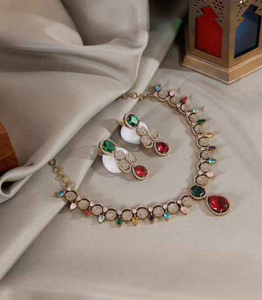 Multicolour Stone Necklace Set