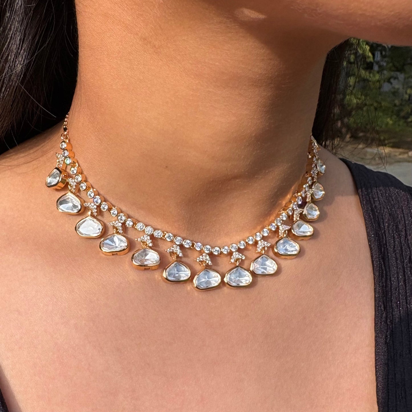 Foil Kundan Cocktail Necklace