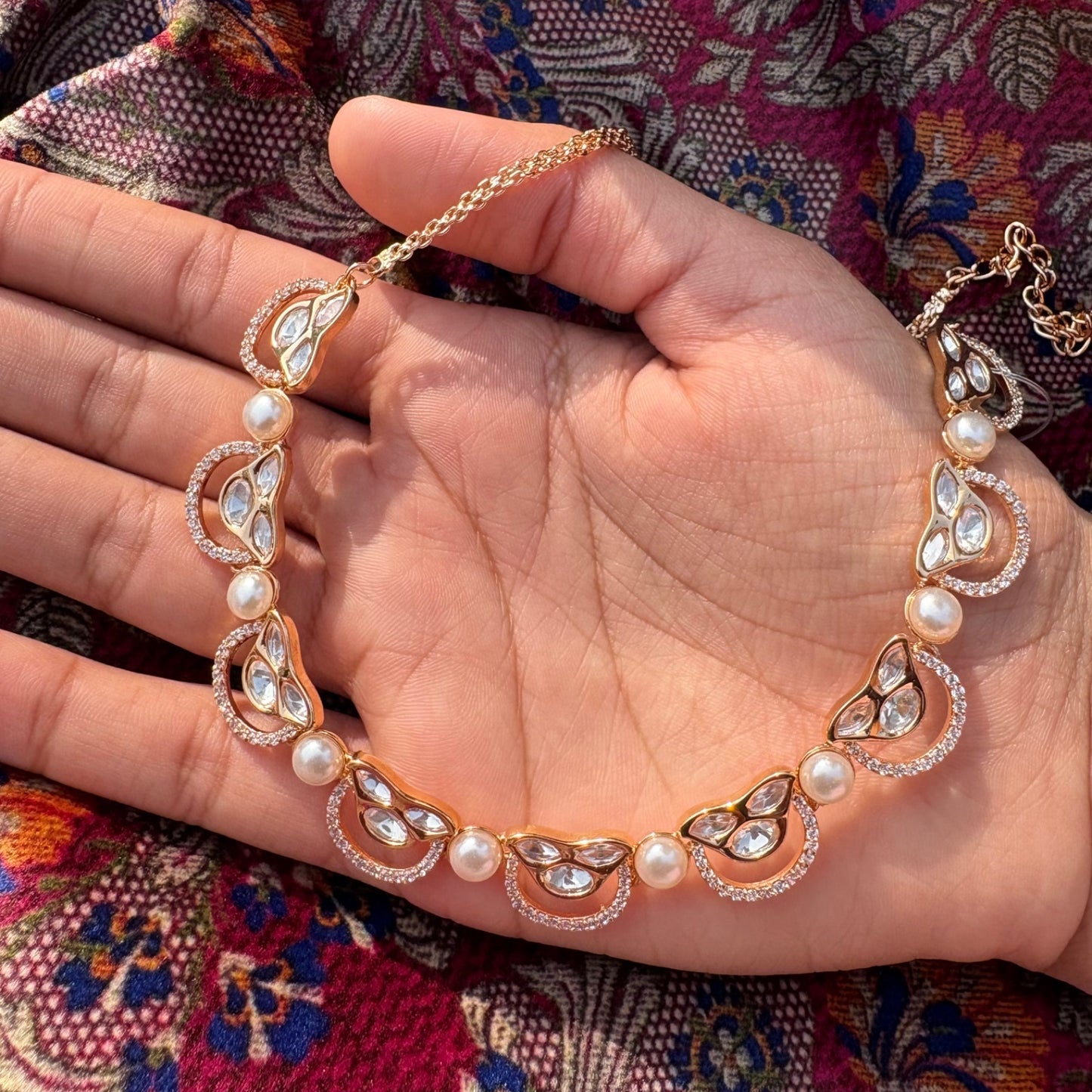 Elegant Polki Pearl Lightweight Jewellery Set