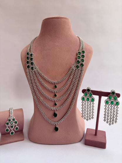 Diamond Style Layered Emerald Necklace