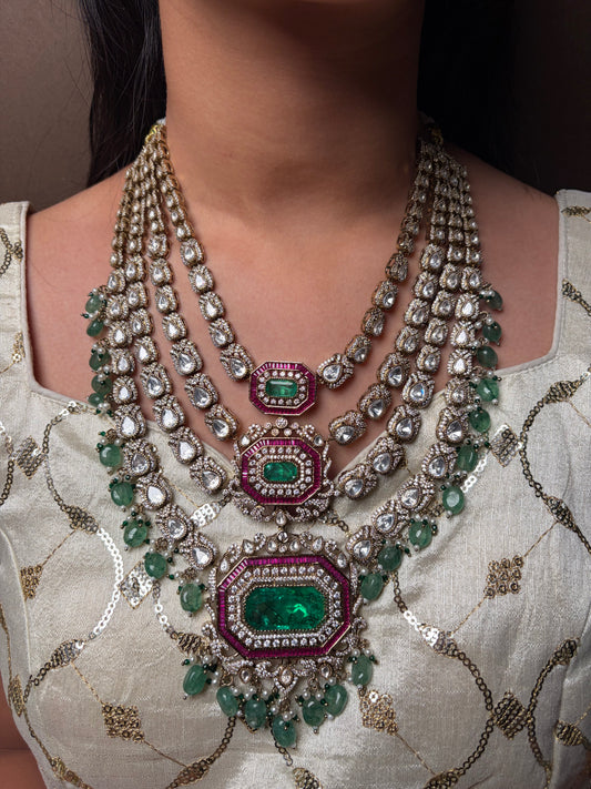 Multi Layer Pearl Moissanite Bridal Necklace