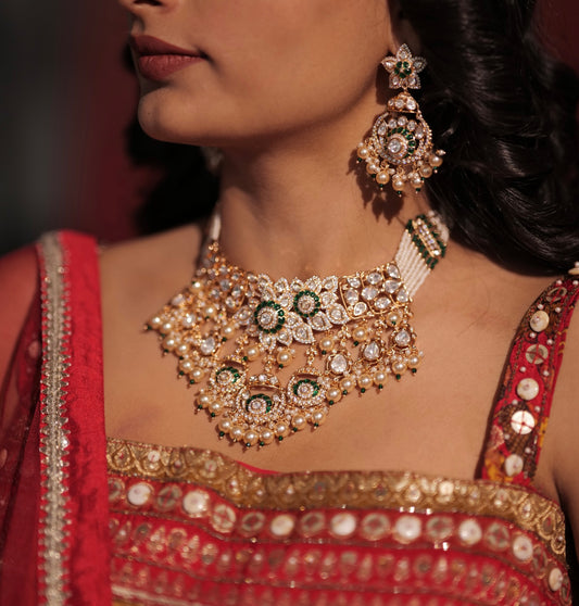 Modern Moissanite Kundan Pearl Necklace