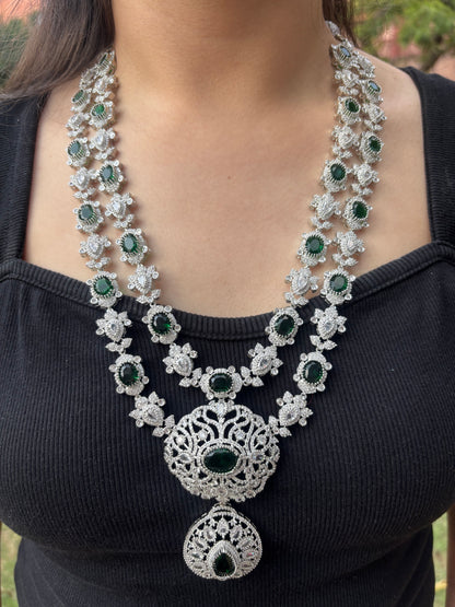 Diamond Layered Emerald Statement Necklace