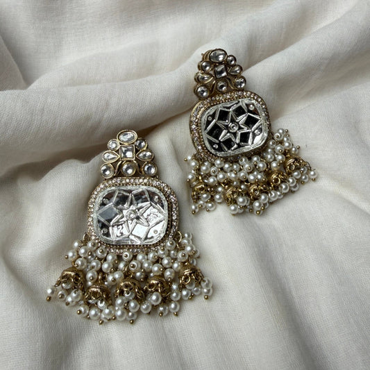 Antique Polki Pearl Statement Earrings
