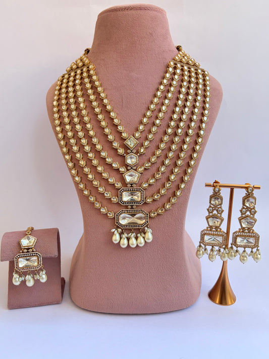 Polki Moissanite Heavy Bridal Necklace Set
