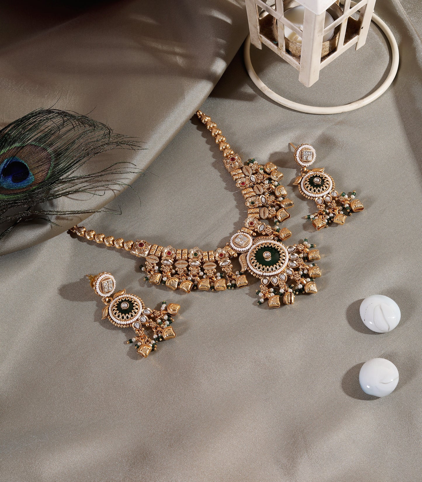 Temple Style Gold Necklace Set