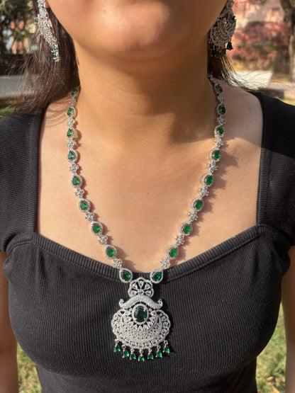 Emerald American Diamond Long Set