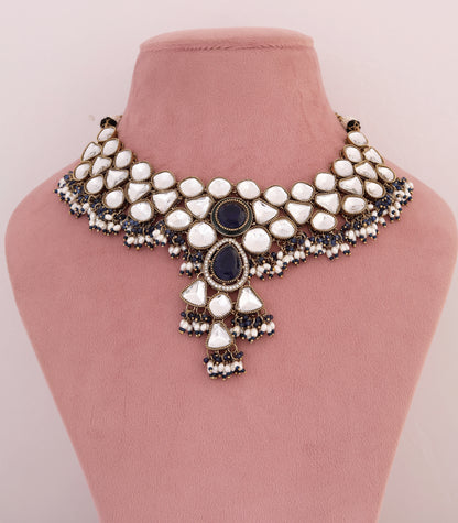 Blue Stone Kundan Necklace Set