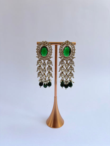 Green White Moissanite Statement Necklace Set
