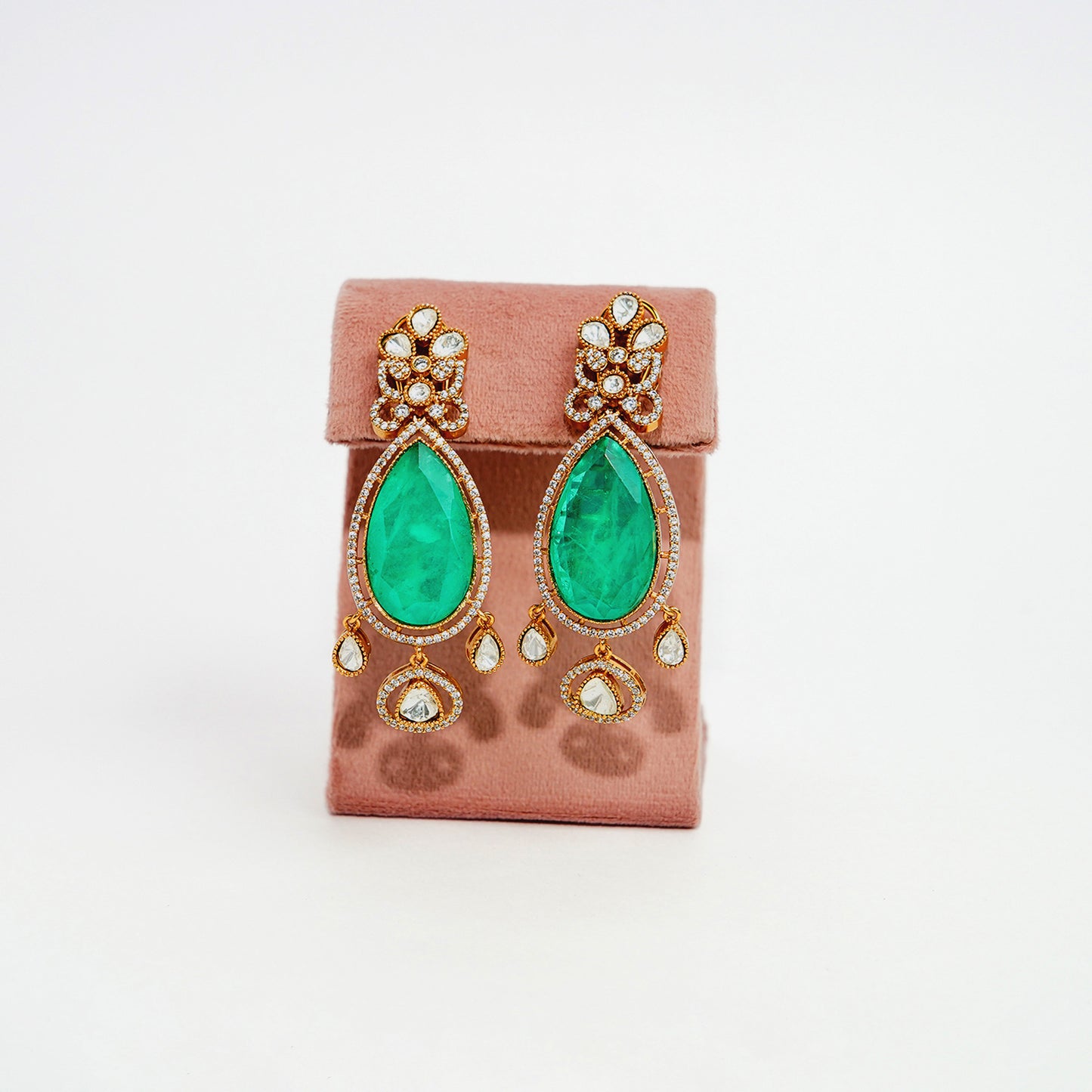 Double Emerable with mossanite Designer set