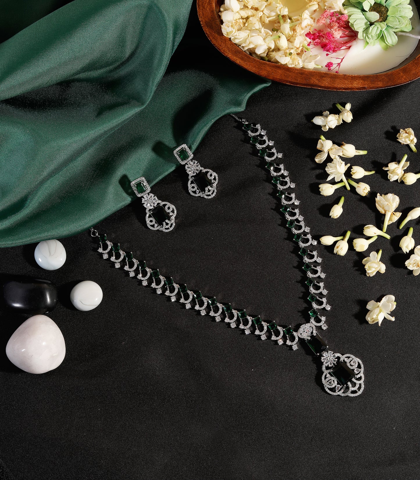 Emerald Mid Length Pendant Necklace