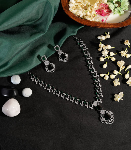 Emerald Mid Length Pendant Necklace