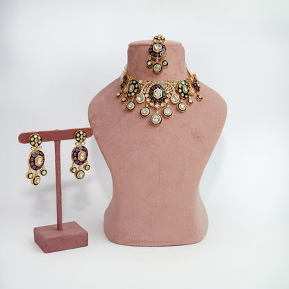 Moissanite Kundan Meenakari Choker