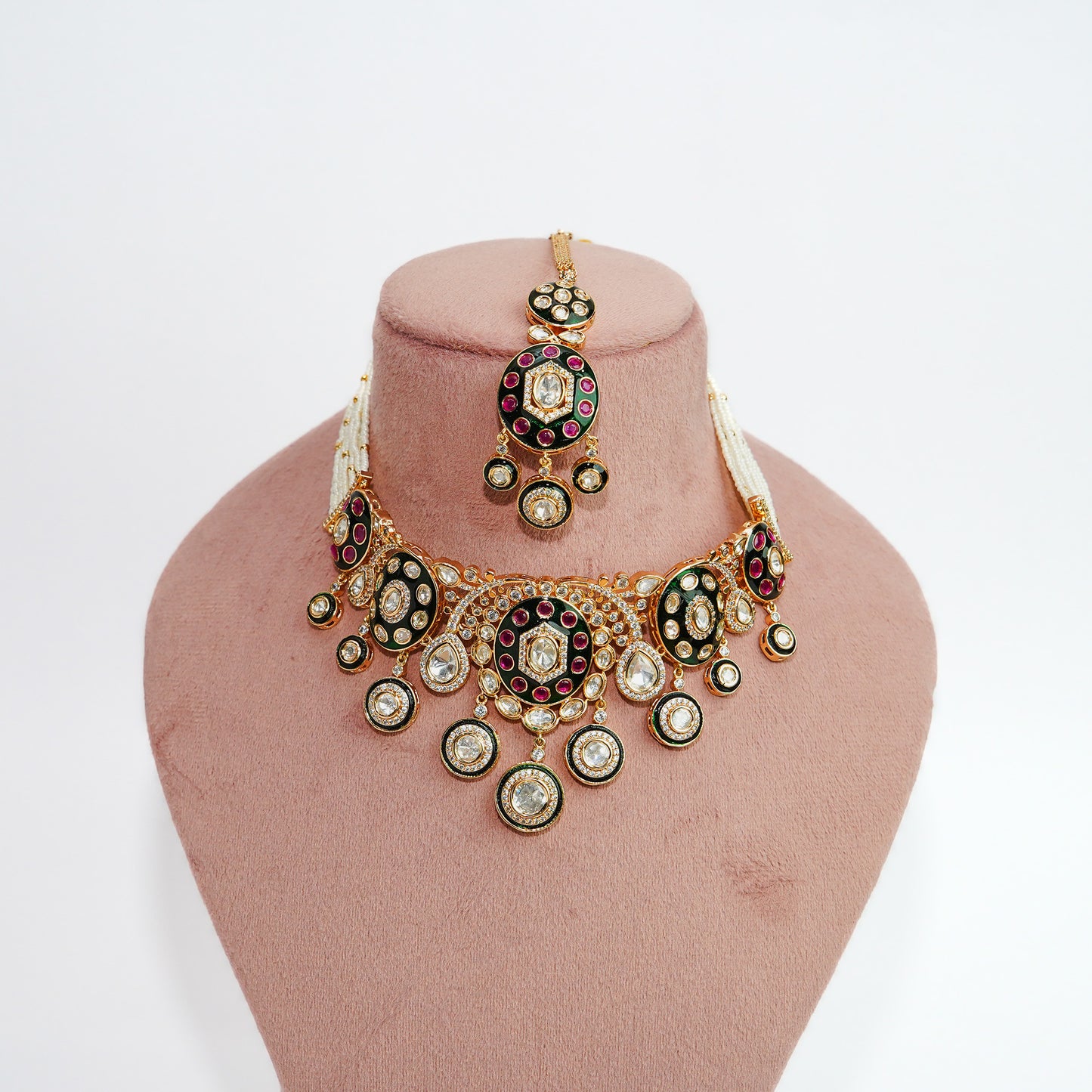 Moissanite Kundan Meenakari Choker