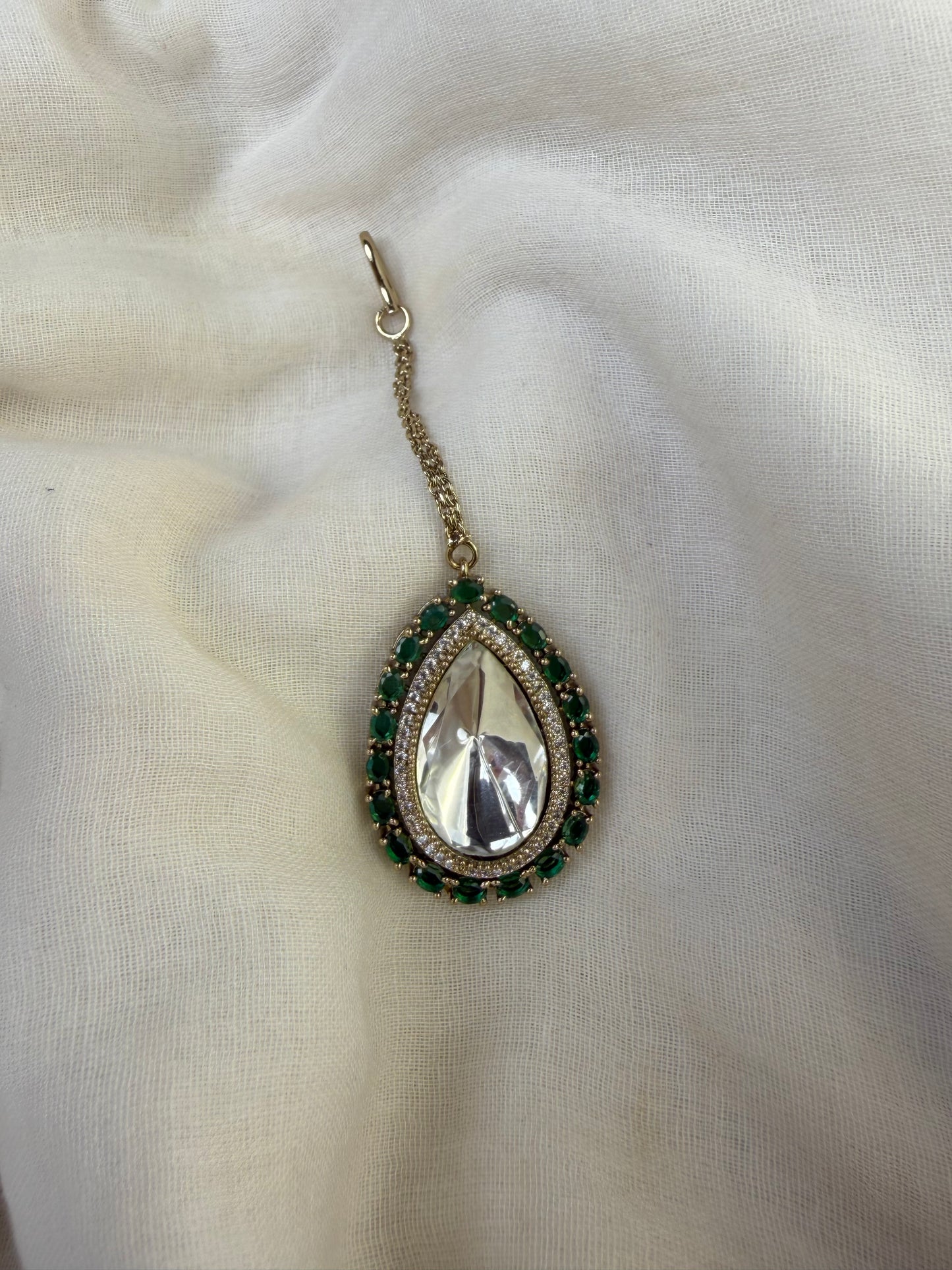 Green Moissanite Choker Pearl Drop Necklace