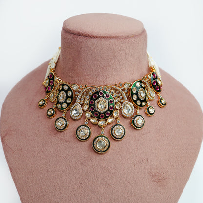 Moissanite Kundan Meenakari Choker