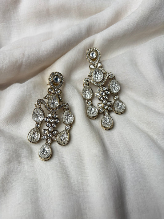 Heavy Polki Style Antique Party Earrings