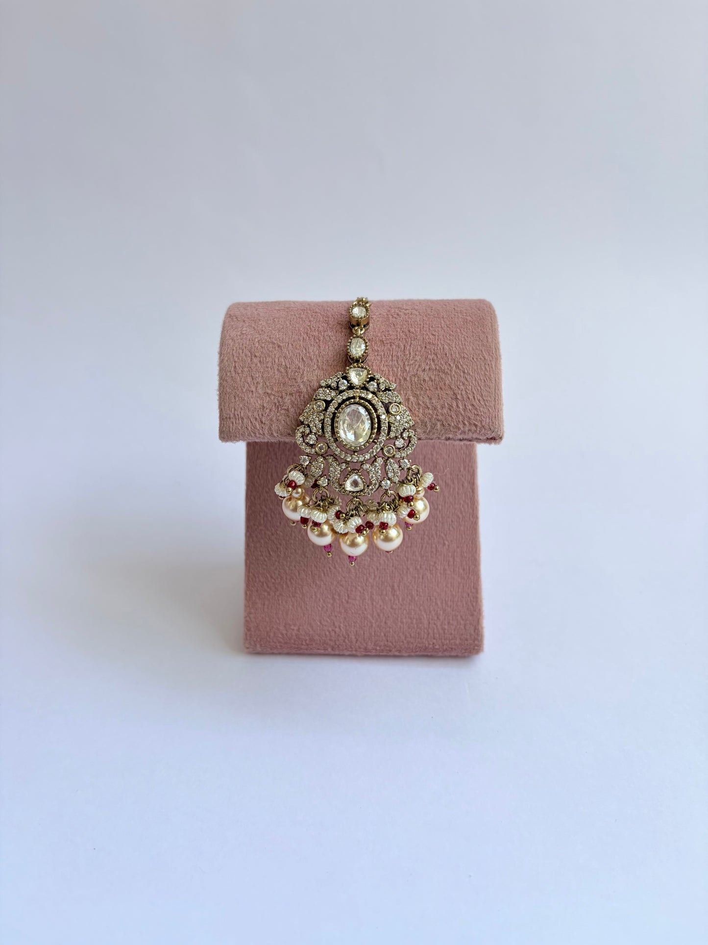 Premium Finish Ruby Moissanite Kundan Bridal Necklace