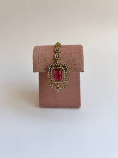 Red Moissanite Polki Bridal Choker Set