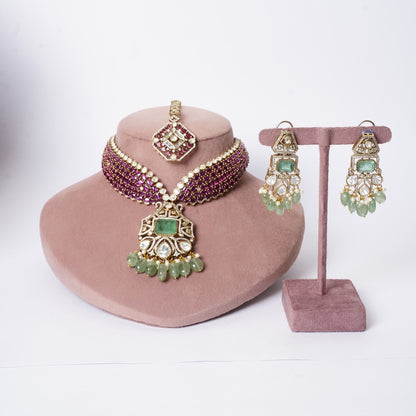 Heritage Kundan Emerald Ruby Hasli